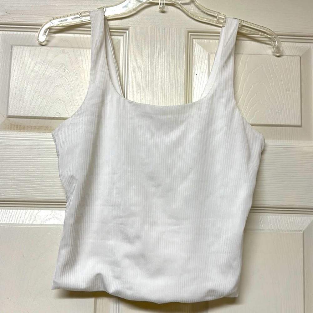 White Ribbed Layering Tank